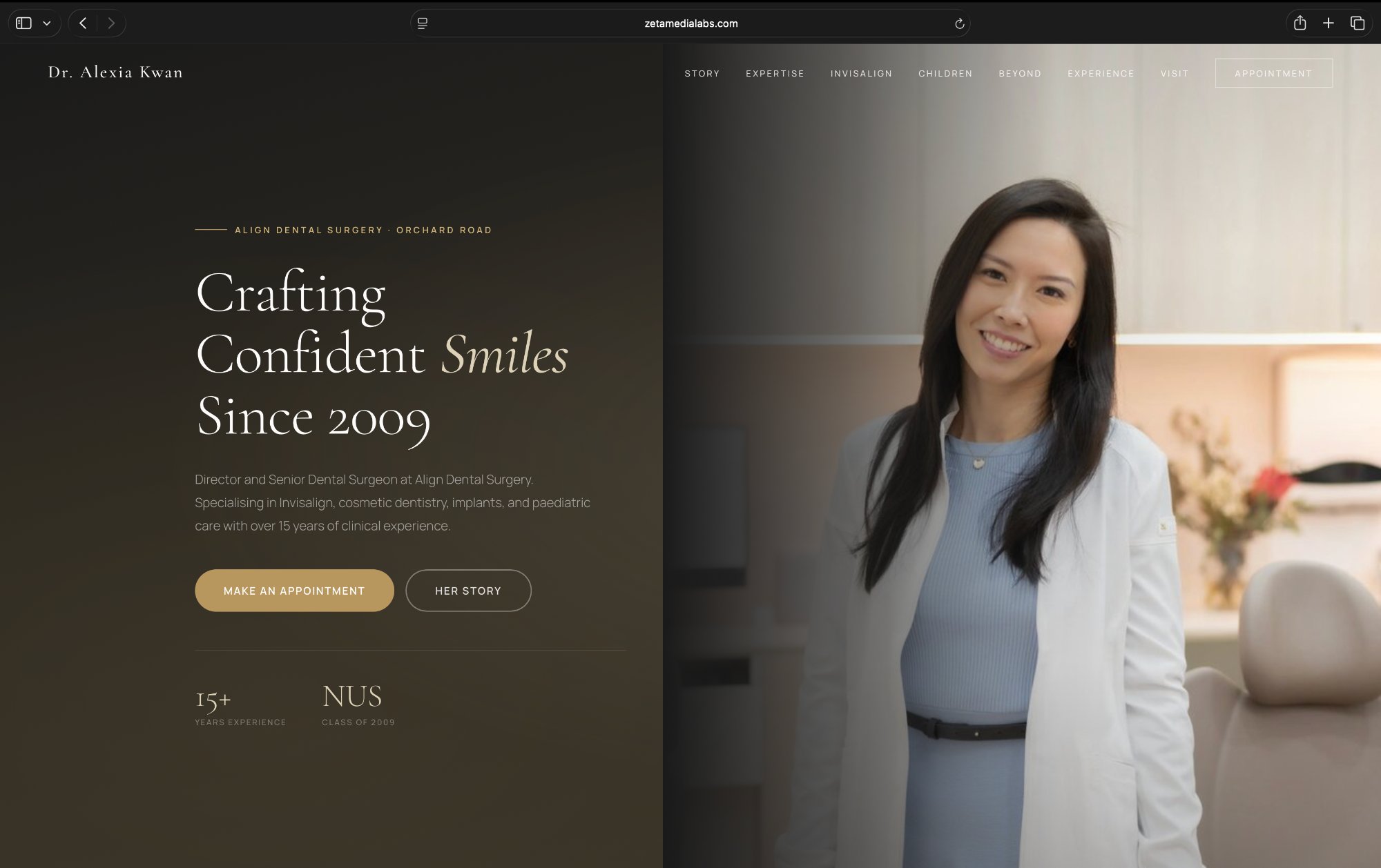 Dr Alexia Kwan dental surgery website at Orchard Road Singapore